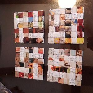 "Handmade Hearts" set of 4 magazine & notebook paper coasters.